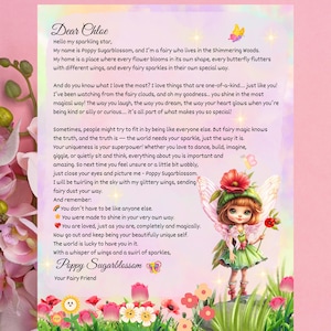 Personalized Fairy Letter for Kids: Poppy Sugarblossom Encouragement (Digital Download)