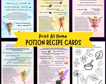 Printable Fairy Potion Recipe Cards, Kids' Mud Kitchen Activity, Instant Digital Download Printable PDF Bundle