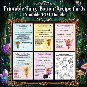 Printable Fairy Potion Recipe Cards, Kids' Mud Kitchen Activity, Instant Digital Download Printable PDF Bundle