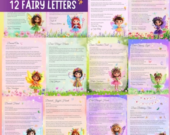 12 Magical Fairy Letter Bundle, Kids Encouragement Notes, 12 Fairy Letters - Printable PDF Bundle, Instant download