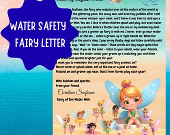 WATER SAFETY Coralina Seafoam Fairy Letter for Kids, Magical Printable Letter About Pool & Beach Safety, Summer Fairy Letter PDF