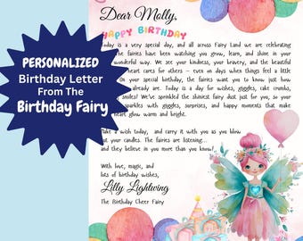 Personalized HAPPY BIRTHDAY Fairy Letter From The Birthday Fairy - Lilly Lightwing (Printable PDF)