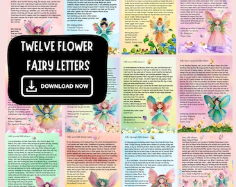 12 Flower Fairy Letters for Kids, Whimsical Printable Fairy Notes, Instant Download PDF, Encouragement Letters, Magical Kids Activity