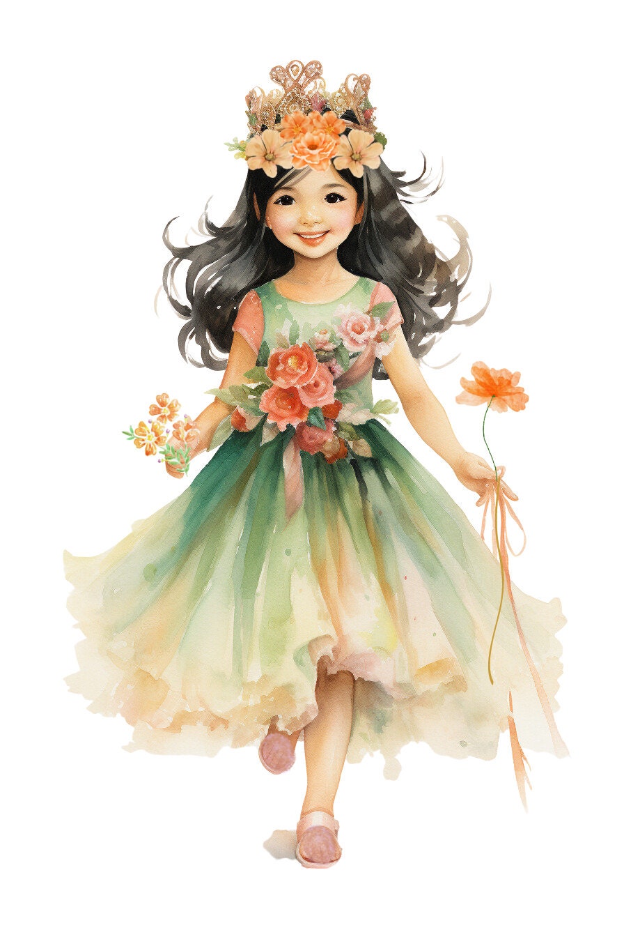 Cute Birthday Girl PNG, Princess PNG, Princess Birthday, Watercolor ...