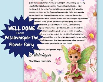 Well Done Fairy Letter | Magical Encouragement Gift for Kids | Printable Fairy Letters PDF | Positive Affirmation Fairy Note