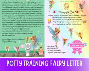 Potty Training Fairy Letter and Certificate, Printable Fairy Reward Set, Digital Download, Potty Training for Kids, Encouraging Toddler Gift