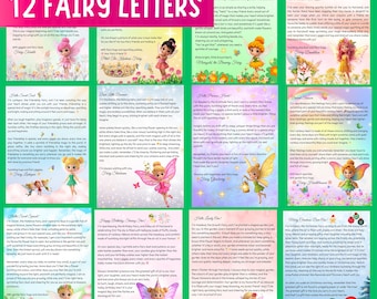 12 Magical Fairy Letters, Kids Encouragement Notes - Printable PDF Bundle, Instant Downloadable Kids Fairy Letters, Fairy Notes