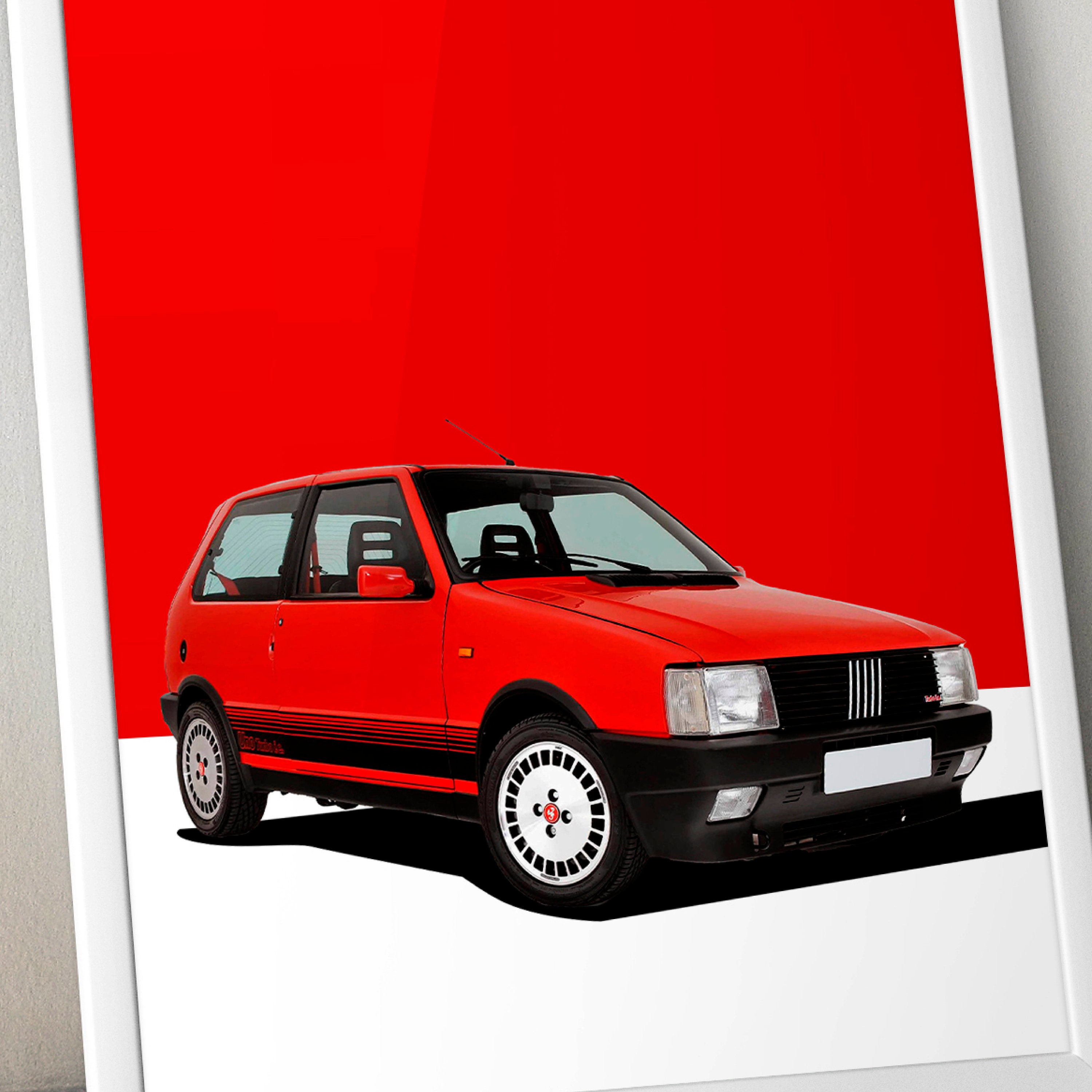 FIAT Uno Turbo I.E Abarth A3 Car Poster Fiat Classic Car Poster Abarth ...