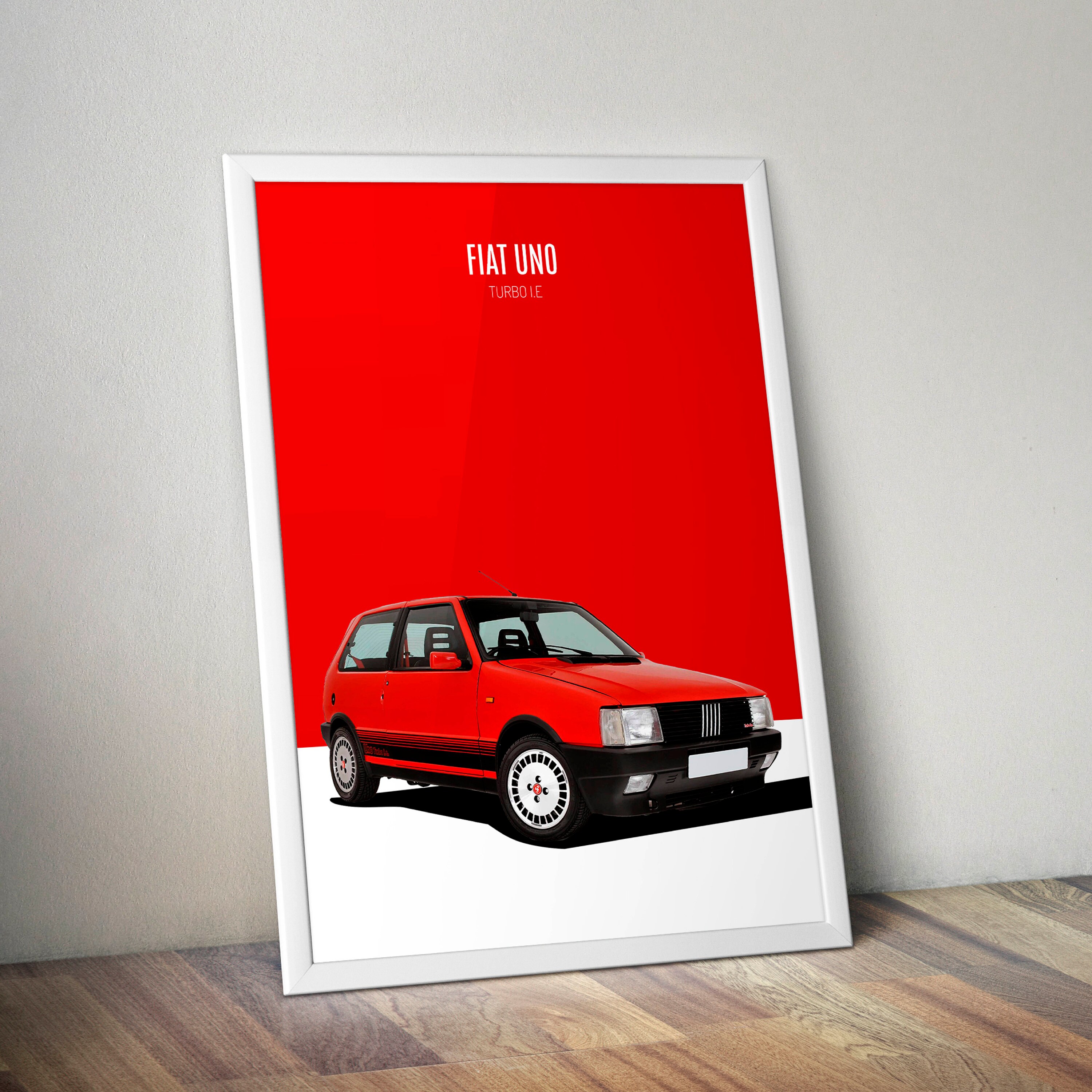 FIAT Uno Turbo I.E Abarth A3 Car Poster Fiat Classic Car Poster Abarth ...