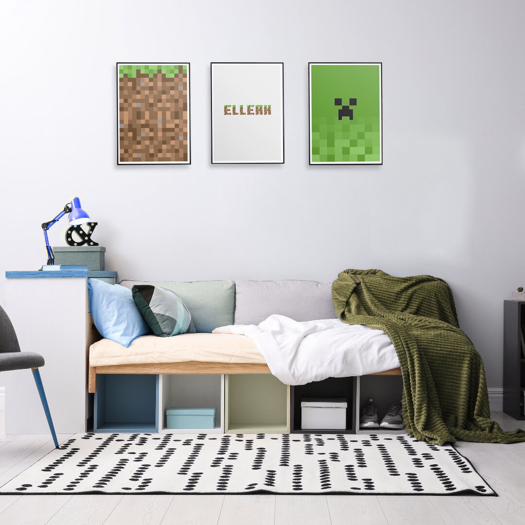 Set of 3 A3 Personalised Minecraft Themed Posters Gamers Gift Gaming ...