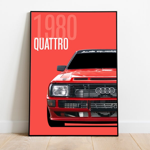 The Legendary 1980 Audi quattro Vector Classic Car Poster Vector A3 | Audi Fans Wall Art | Rallysport wall art | Digital Download