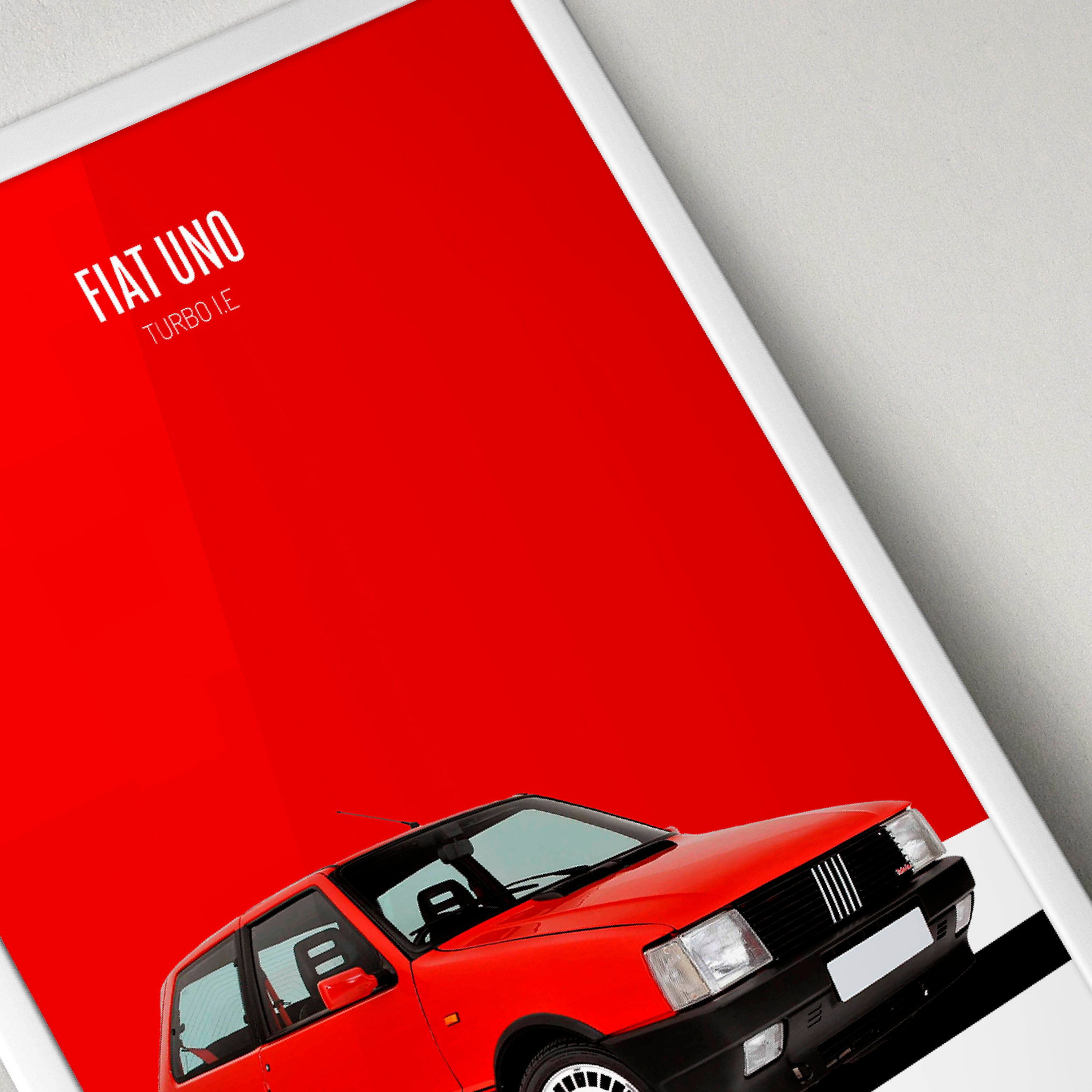 FIAT Uno Turbo I.E Abarth A3 Car Poster Fiat Classic Car Poster Abarth ...