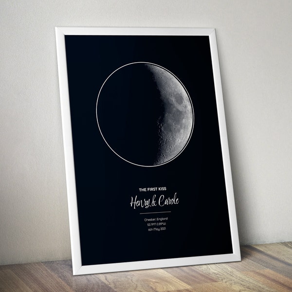 Personalised Moon Phase print | Our First Kiss | The night we met | Moon Print Poster | Wedding Gift | Personalised Gift | Digital Download