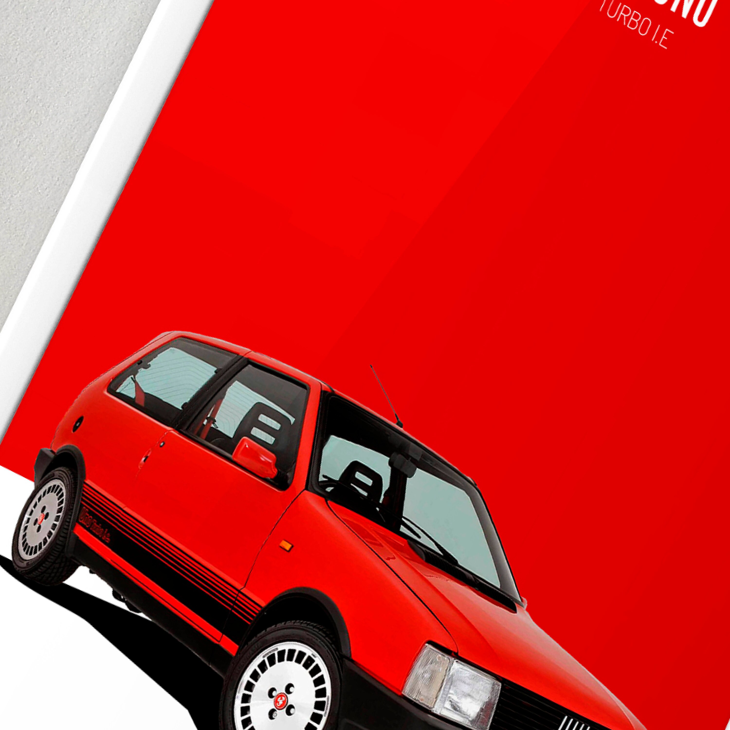 FIAT Uno Turbo I.E Abarth A3 Car Poster Fiat Classic Car Poster Abarth ...