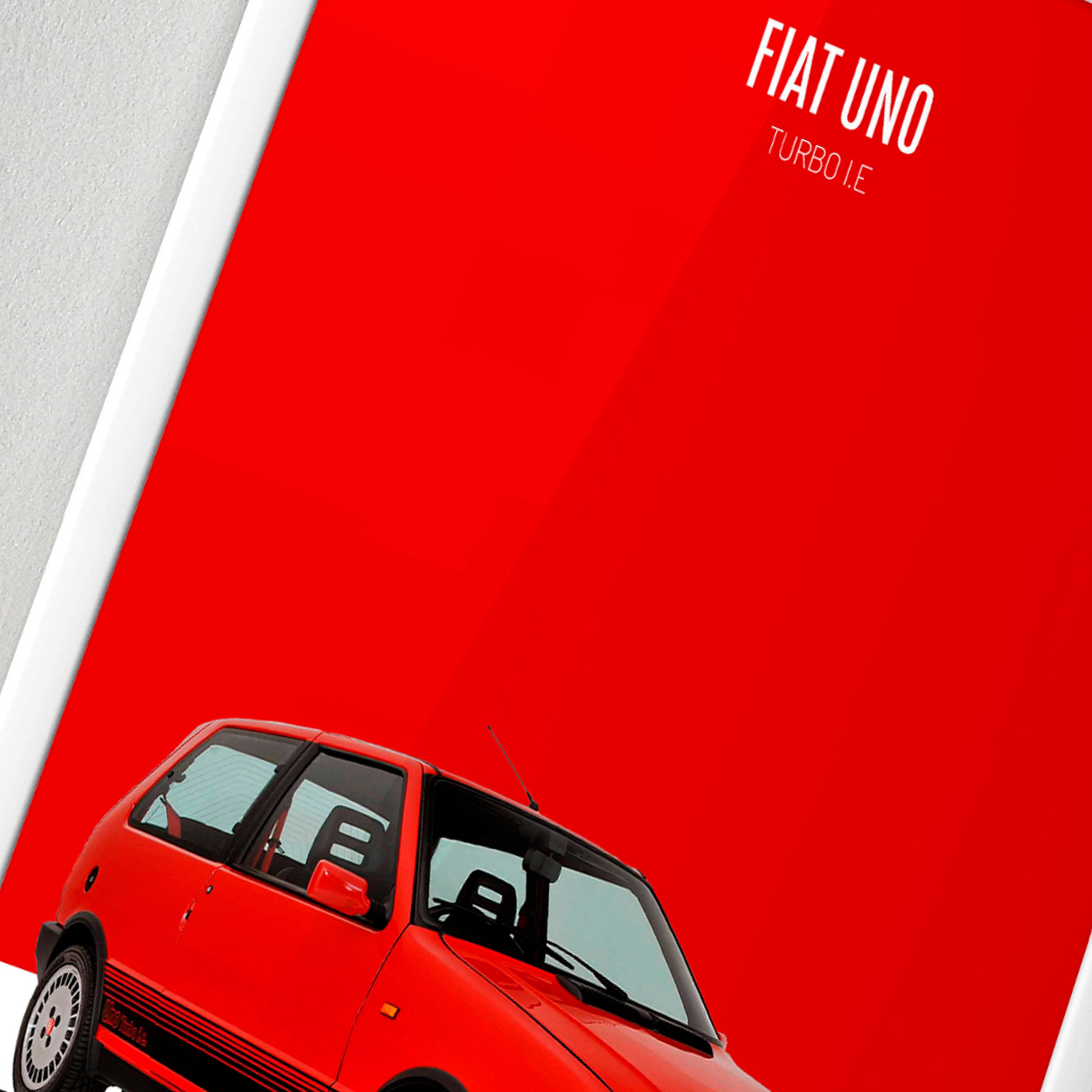 FIAT Uno Turbo I.E Abarth A3 Car Poster Fiat Classic Car Poster Abarth ...