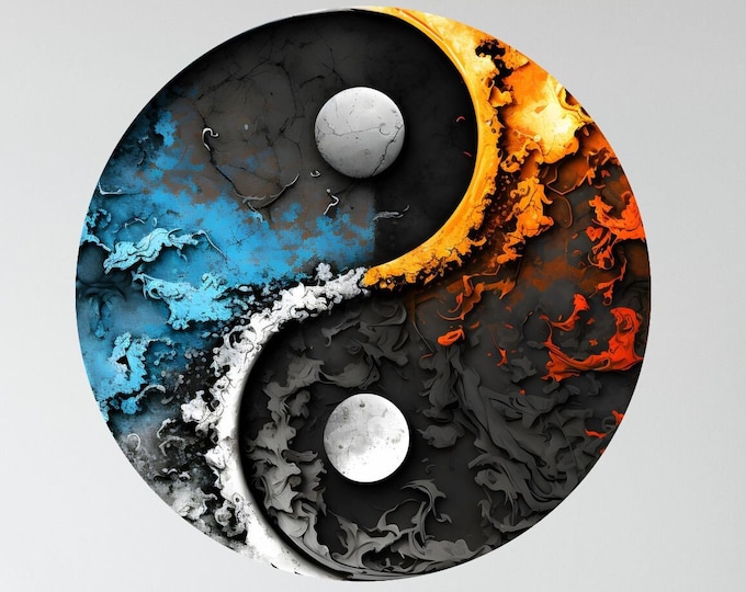 Yin Yang Symbol Abstract Decor Circle Poster Photomural Wall Décor Easy-Install Removable Self-Adhesive High-Quality Peel and Stick Sticker