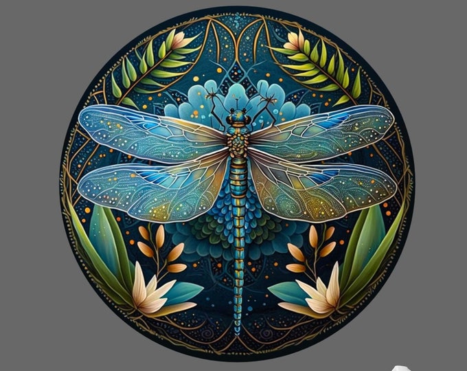 Colorful Dragonfly Mandala Art Circle Poster Photomural Wall Décor Easy-Install Removable Self-Adhesive High Quality Peel and Stick Sticker