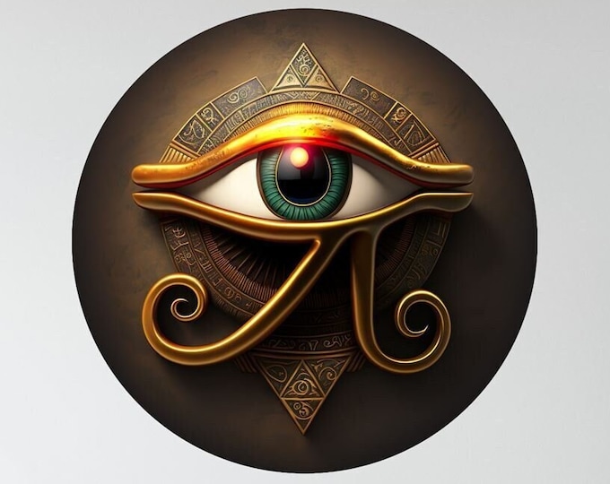 Eye of Horus Ancient Egypt Circle Poster Photomural Wall Décor Easy-Install Removable Self-Adhesive High-Quality Peel and Stick Sticker Art