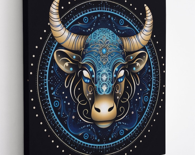 Zodiac Sign Taurus Astrological Horoscope Square Colorful Natural Canvas Print Wall Art Picture Great Gift Idea High-Quality Home Wall Art