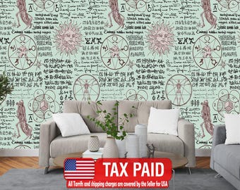 Alchemy Wallpaper Mural: Esoteric Gothic Wall Art, Peel and Stick