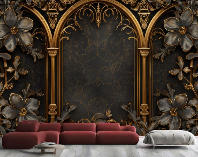 Modern Majestic Botanicals in Gothic Style Gift Art Print Photomural Wallpaper Mural Easy-Install Removeable Peel and Stick Large Wall Decal
