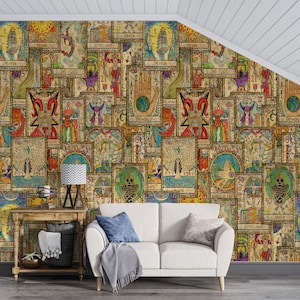 Astrologie ésotérique collage vintage cartes de tarot cadeau, impression d'art photo murale papier peint mural autocollant amovible facile à installer