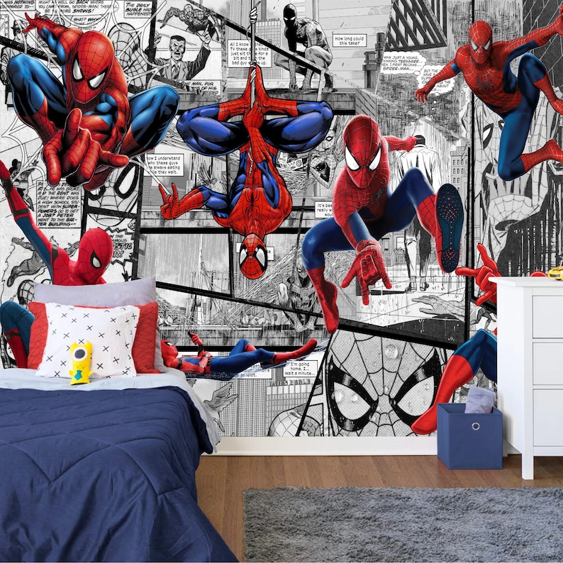 Superhero Comic Wallpaper Mural, Kids Room Decor, Peel and Stick - Etsy