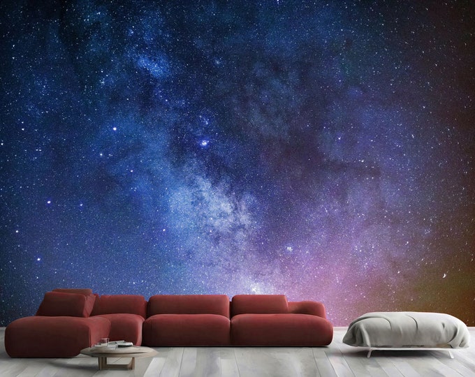 Milky Way Universe Space Galaxy Stars Gift, Art Print Photomural Wallpaper Mural Easy-Install Removeable Peel and Stick Large Wall Decal Art