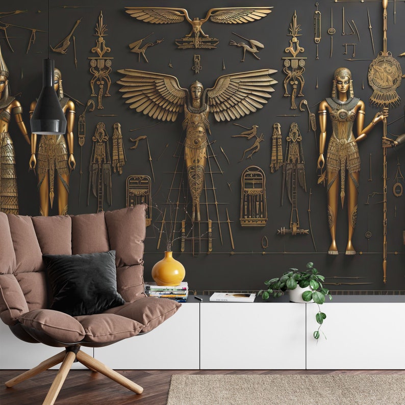 Ancient Egyptian Hieroglyphs Wallpaper Mural, Peel and Stick Wall Decal ...