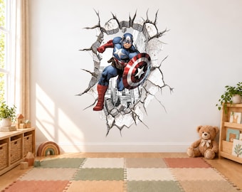 Superhero Kids Room Wall Decal – 3D Sticker, Children's Room Decor