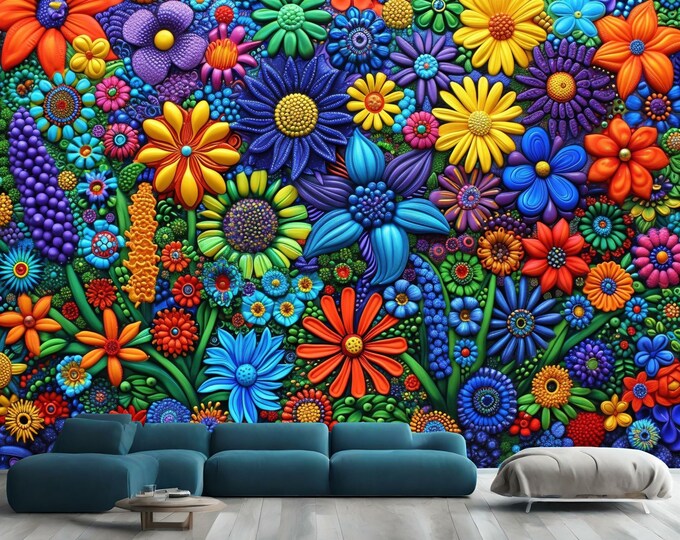 Botanical Wonders Floral Flowers Pattern Gift, Art Print Photomural Wallpaper Mural Easy-Install Removeable Peel and Stick Large Wall Decal