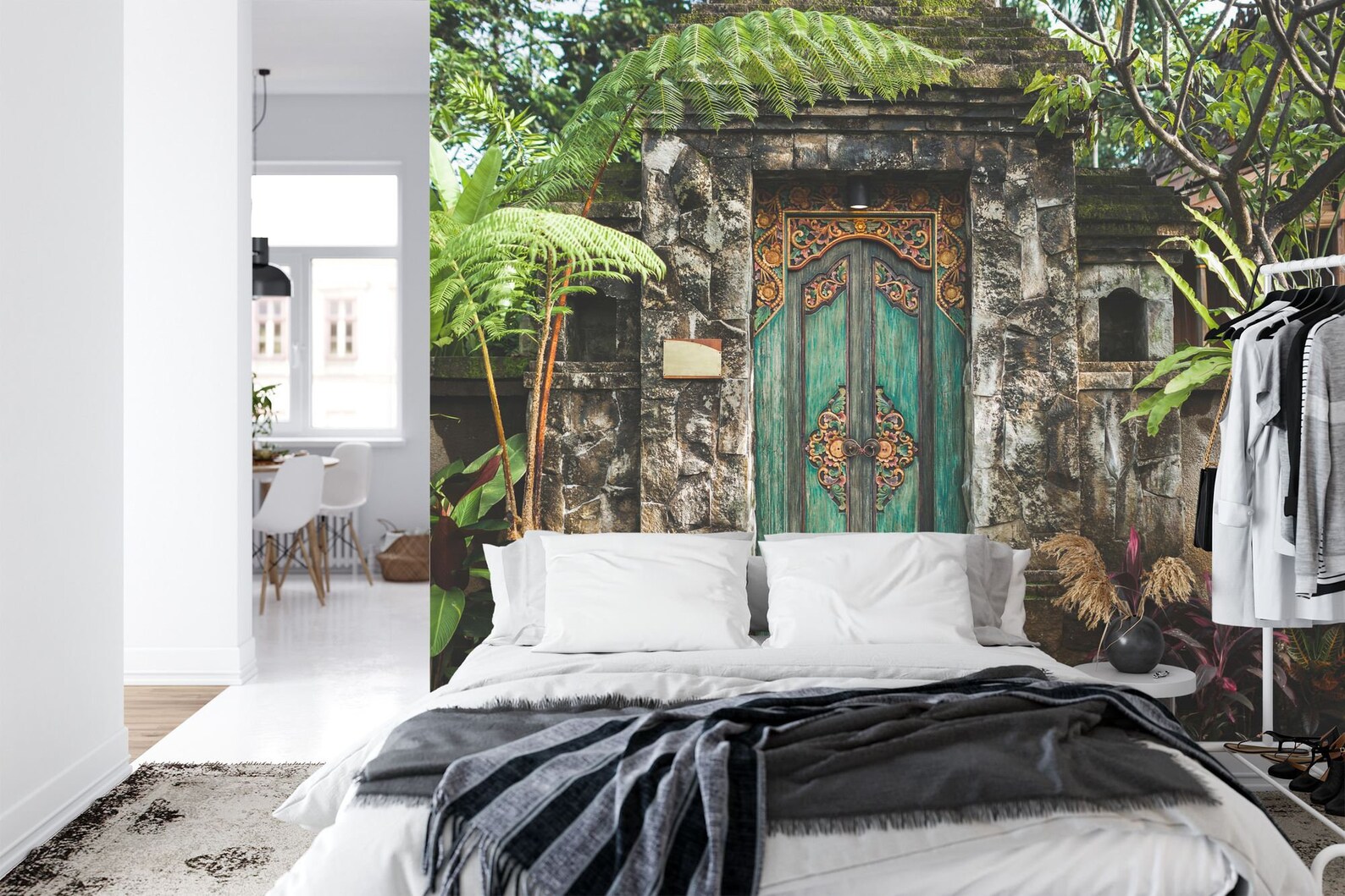 Balinese Carved Wooden Door Mural, Peel and Stick Wallpaper - Etsy