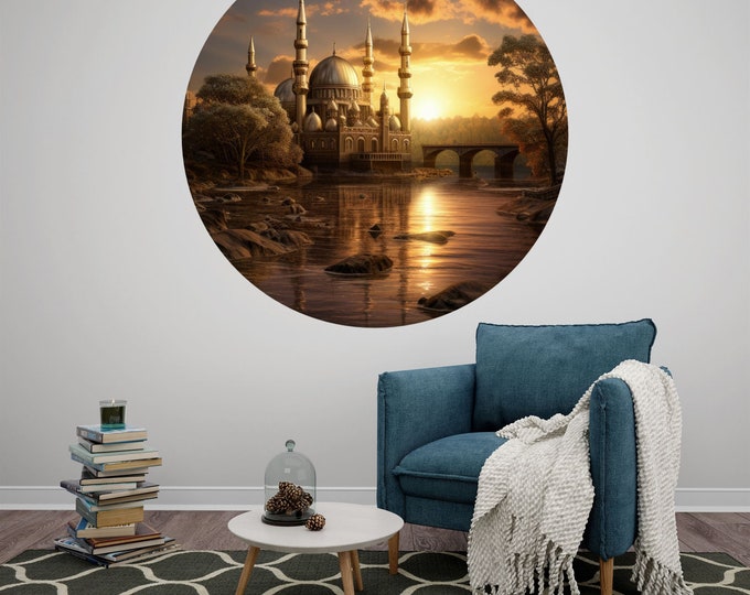 Islamic Ornament Ritual Art Circle Poster Photomural Wall Décor Easy-Install Removable Self-Adhesive High Quality Peel and Stick Sticker