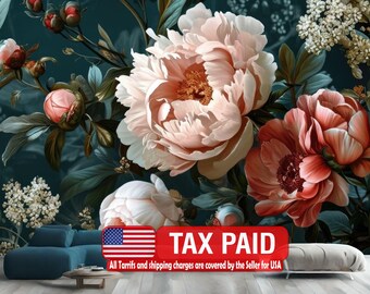 Floral Watercolor Wallpaper Mural, Abstract Flower Wall Decal