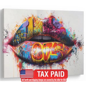 Graffiti Lips Canvas Print, Wildstyle Urban Art - Etsy