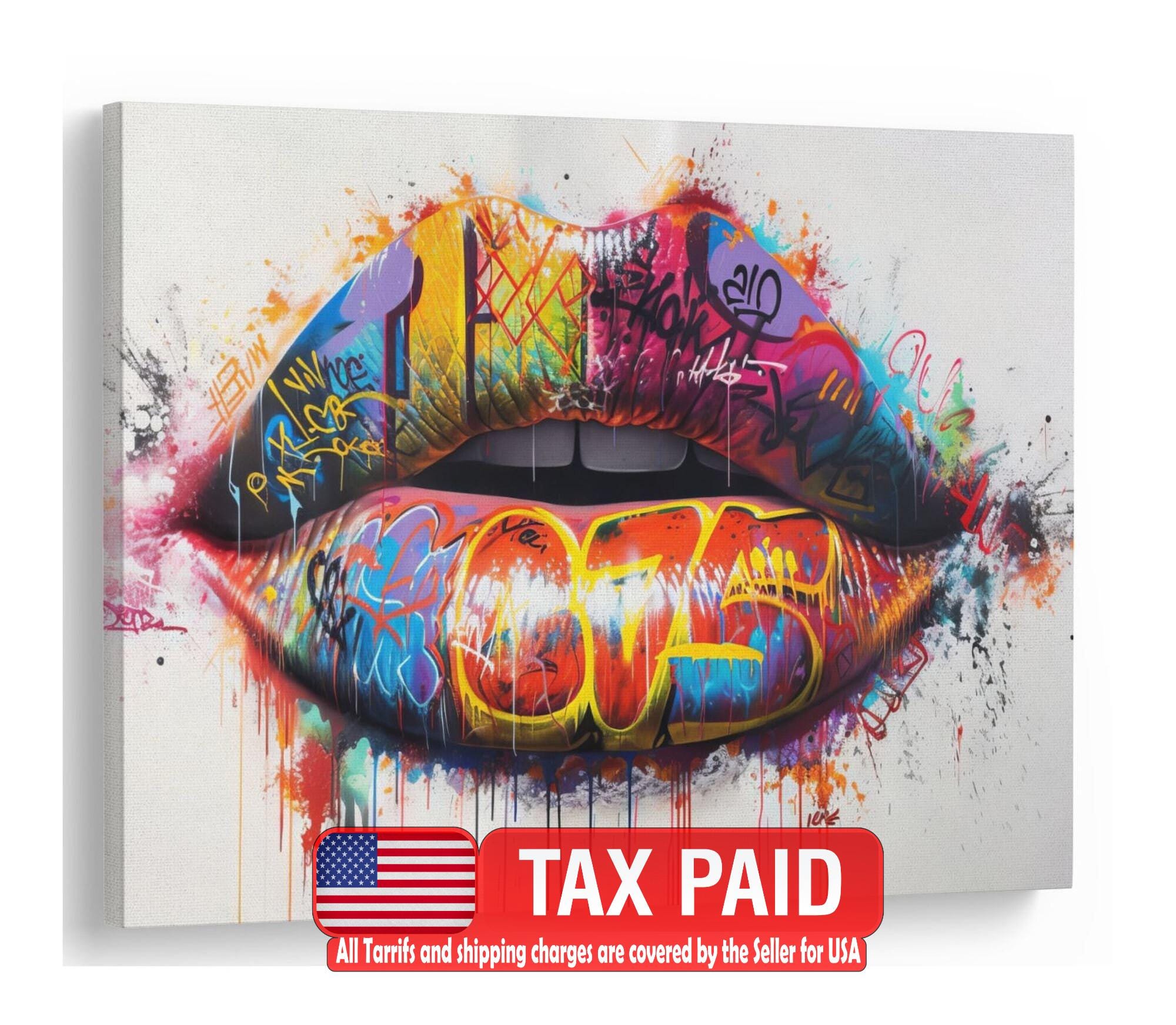 Graffiti Lips Canvas Print, Wildstyle Urban Art - Etsy
