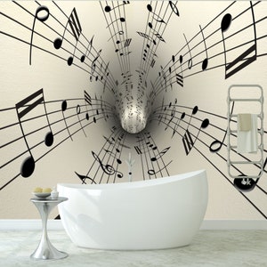 Music Note Abstract Tunnel Wallpaper mural Art Print Photomural Wall Decor Easy-Install Removable Peel & Stick High Quality Washable Vlies