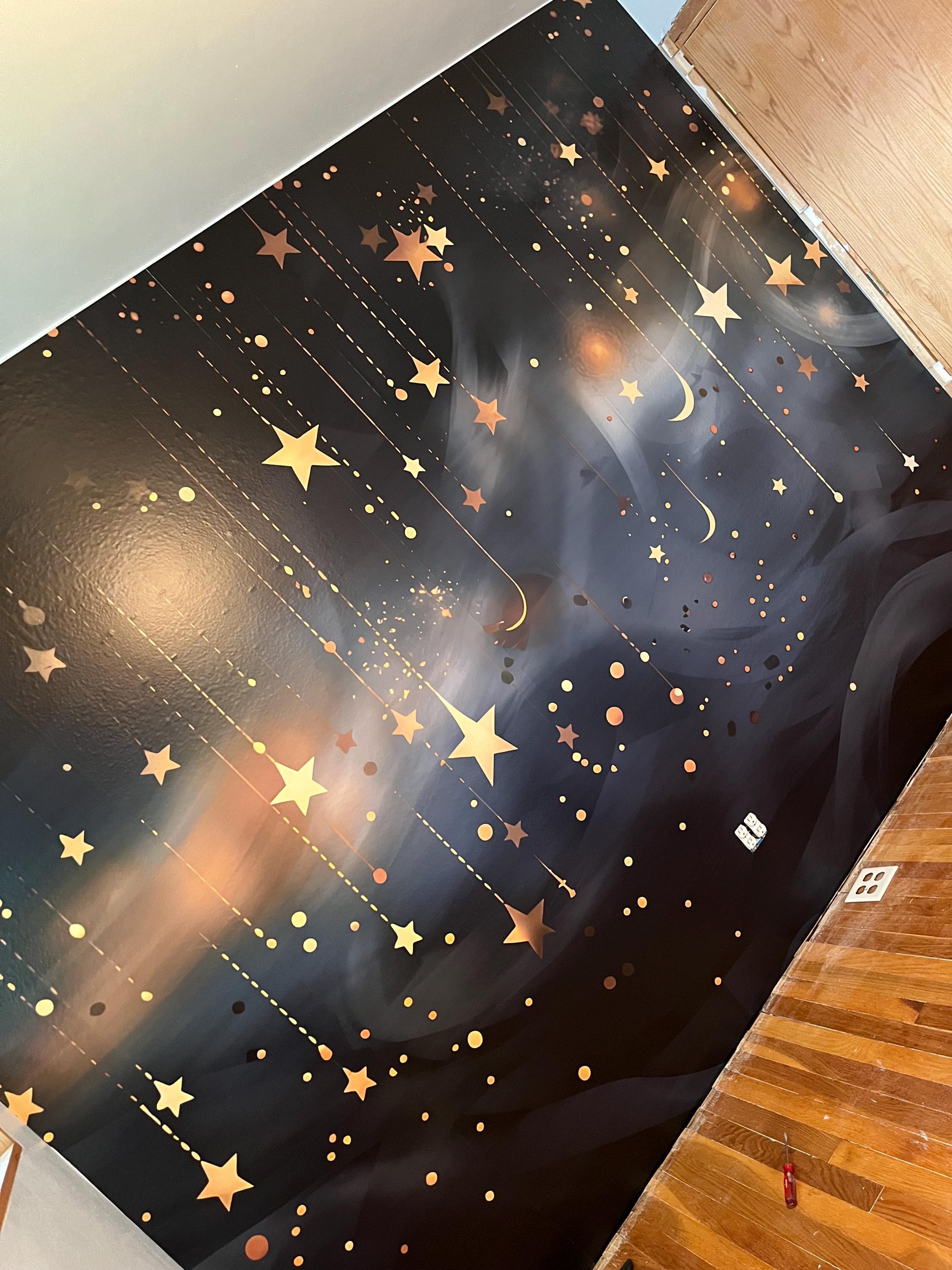 Night Sky Stars & Moon Wallpaper Mural: Peel and Stick Wall Decal - Etsy