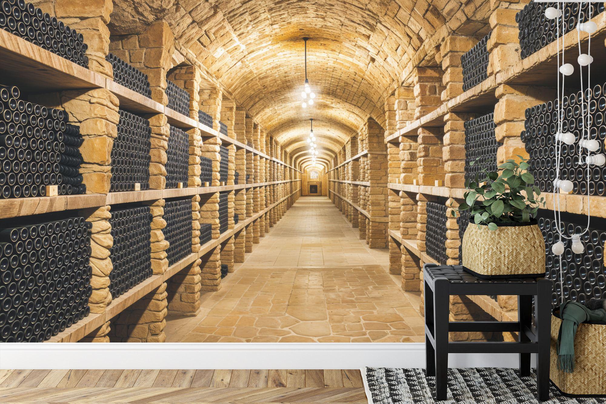 Wine Cellar Vault, Wine Room Decor Wallpaper Mural, Peel and Stick ...