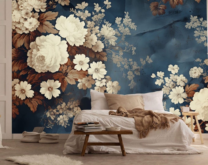 Creative Floral Modern Grunge Pattern Gift, Art Print Photomural Wallpaper Mural Easy-Install Removeable Peel and Stick Large Wall Decal Art