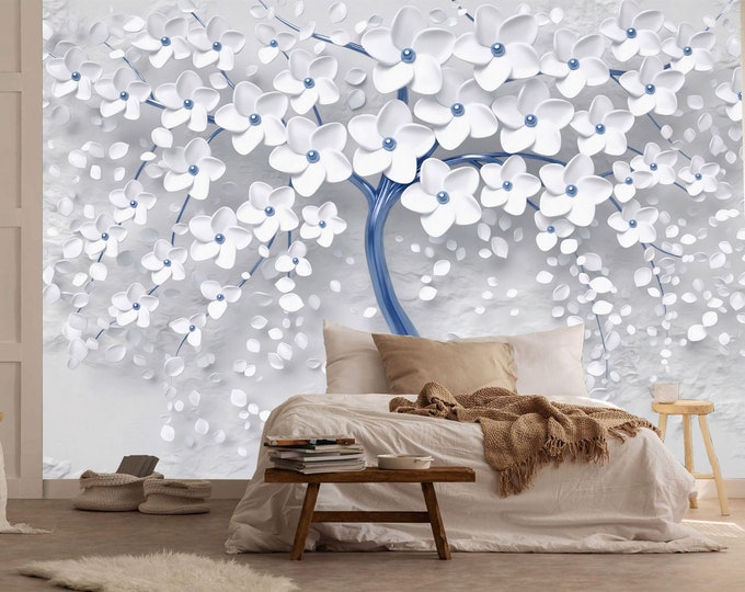 3D Abstract Floral Tree Modern Decor Gift, Art Print Photomural Wallpaper Mural Easy-Install Removeable Peel and Stick Large Wall Decal Art