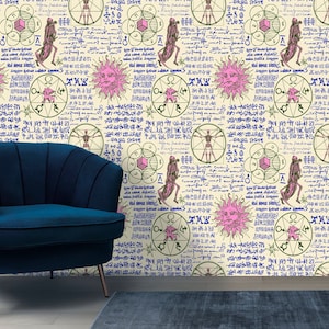 Abstract Vintage Alchemy Esoteric witchcraft Wallpaper sketches Gothic Easy-Install Wall Mural Wallpaper Peel and Stick Modern Art Washable