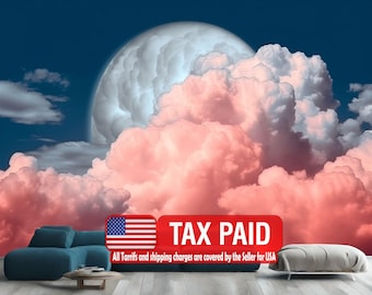 Papier Peint Adhésif 3D Sky Full Moon – Autocollant Mural Amovible