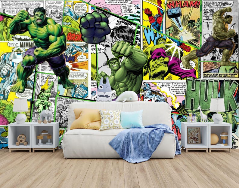 Superhero Comic Wallpaper Mural, Kids Room Decor, Peel and Stick - Etsy