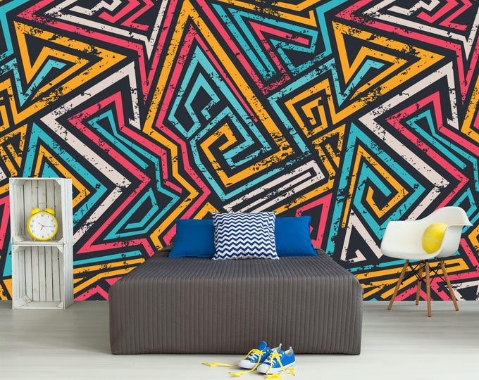 Colorful Graffiti Paint splatter fragments AI Gift Art Print Photomural Wallpaper Mural Easy-Install Removeable Peel and Stick Large Photo