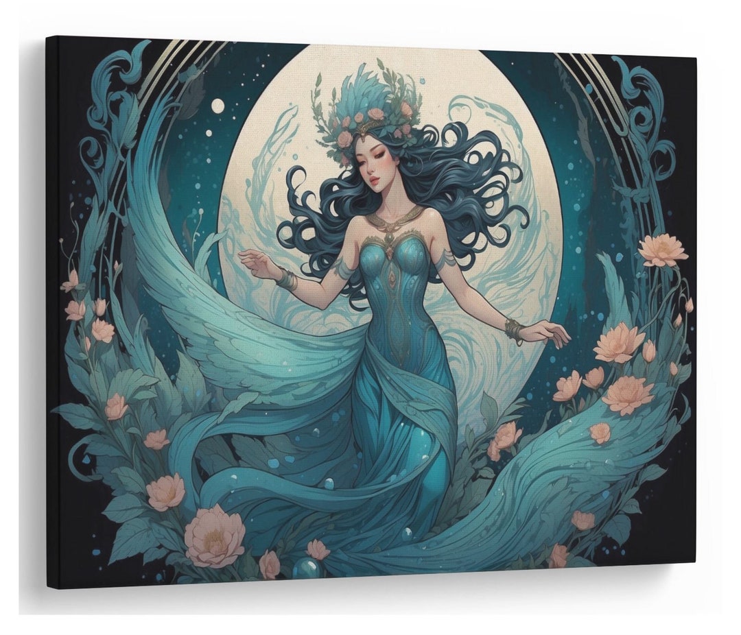 Art Nouveau Sea Goddess Canvas Print, Mythical Wall Art - Etsy