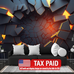 3D Abstrakt Gebrochenes Wandbild, Schwarze Geometrische Tapete, Schälen und Aufkleben