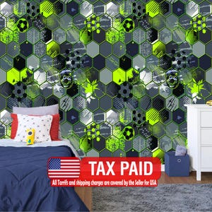 Gaming Kinderzimmer Wandbild, Fußball Wandbild, Schälen und Aufkleben