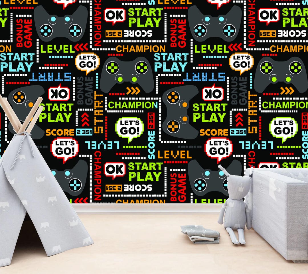 Gaming Kids Room Wallpaper Mural, Peel and Stick Wall Decal - Etsy