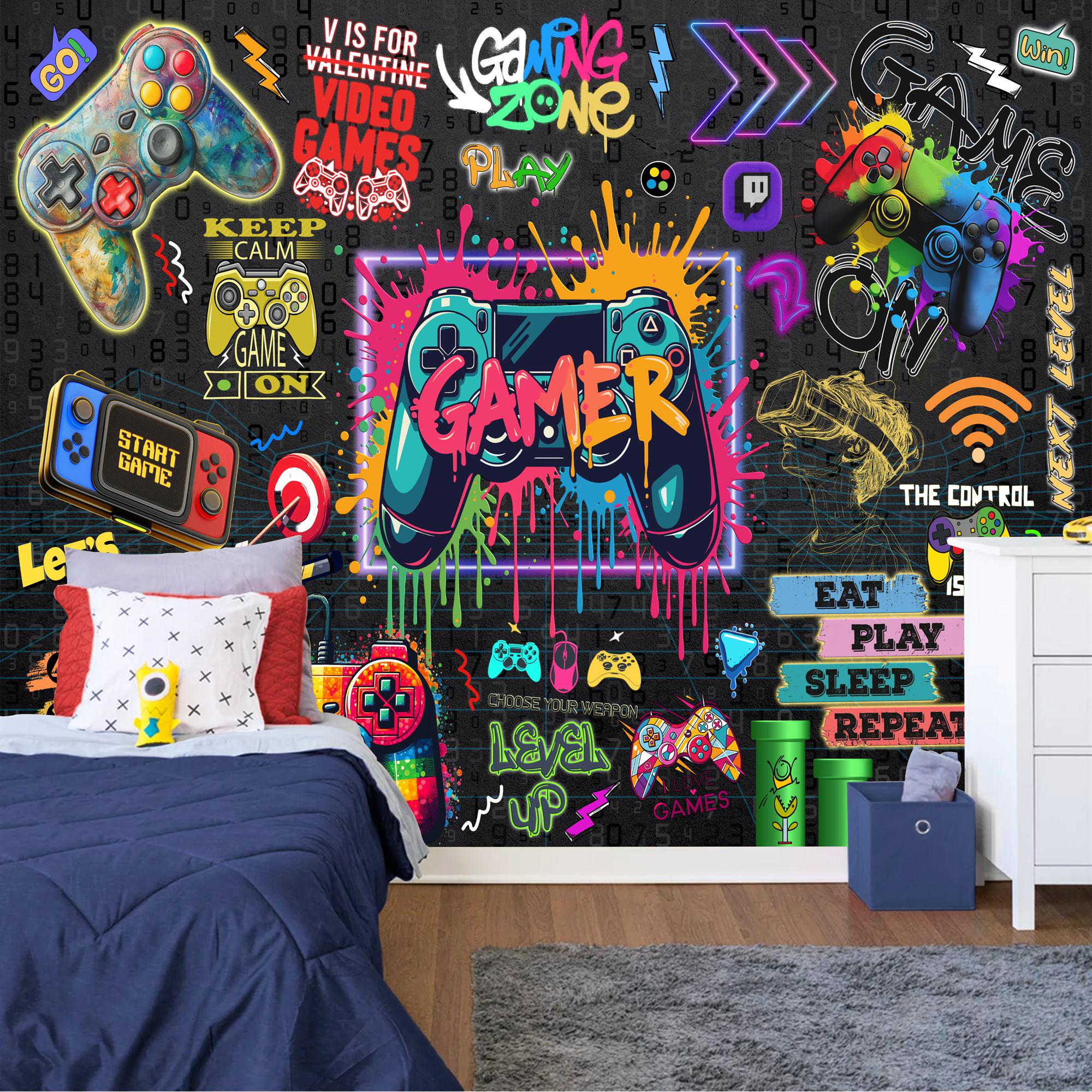 Gaming Room Wallpaper Mural, Peel and Stick Wall Decal - Etsy